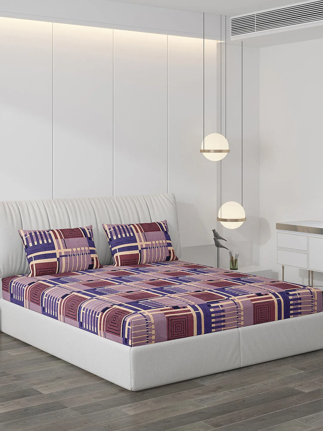120 GSM  Polyester Double Bed Bedsheet with 2 Pillow Covers