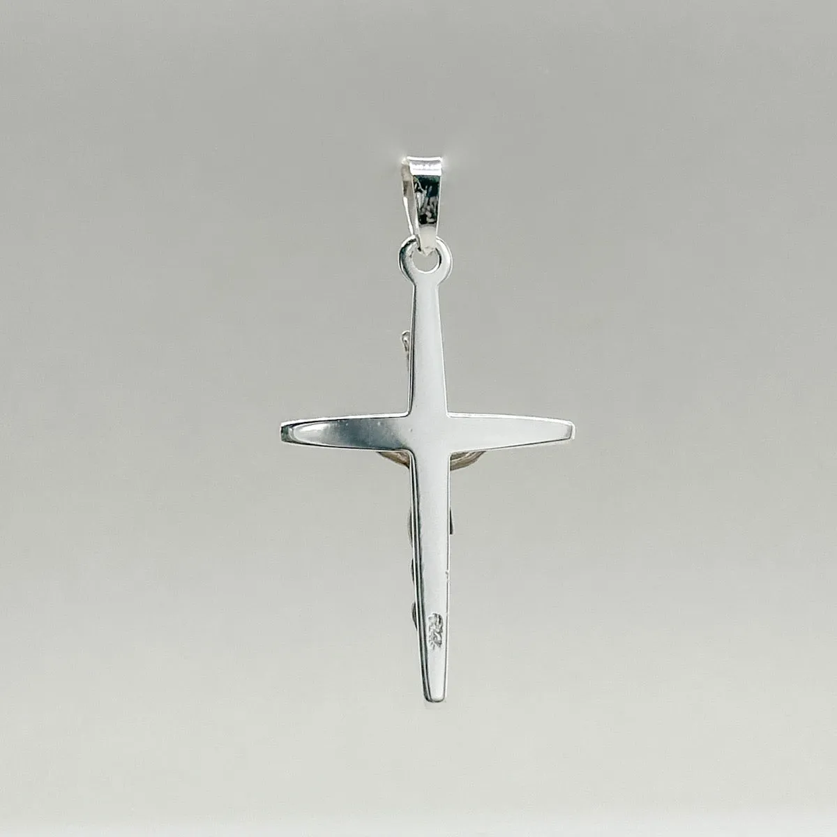 14K W Gold 28mm INRI Crucifix Pendant