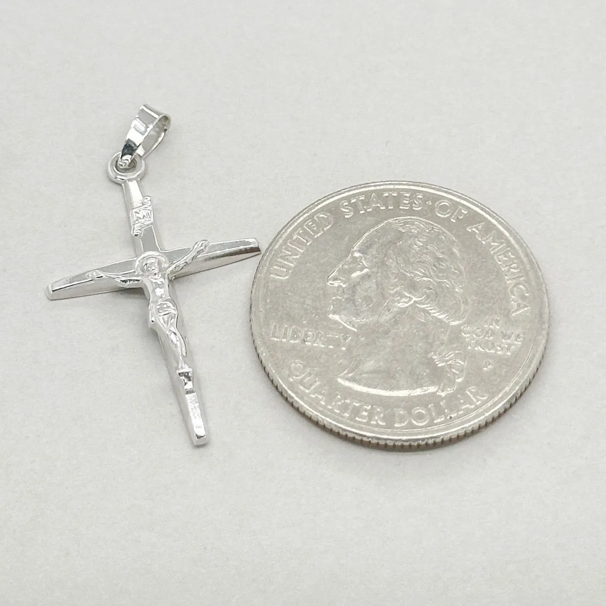 14K W Gold 28mm INRI Crucifix Pendant