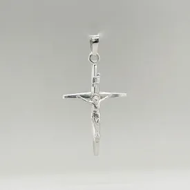 14K W Gold 28mm INRI Crucifix Pendant