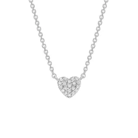14k White Gold Small Heart Pave Necklace