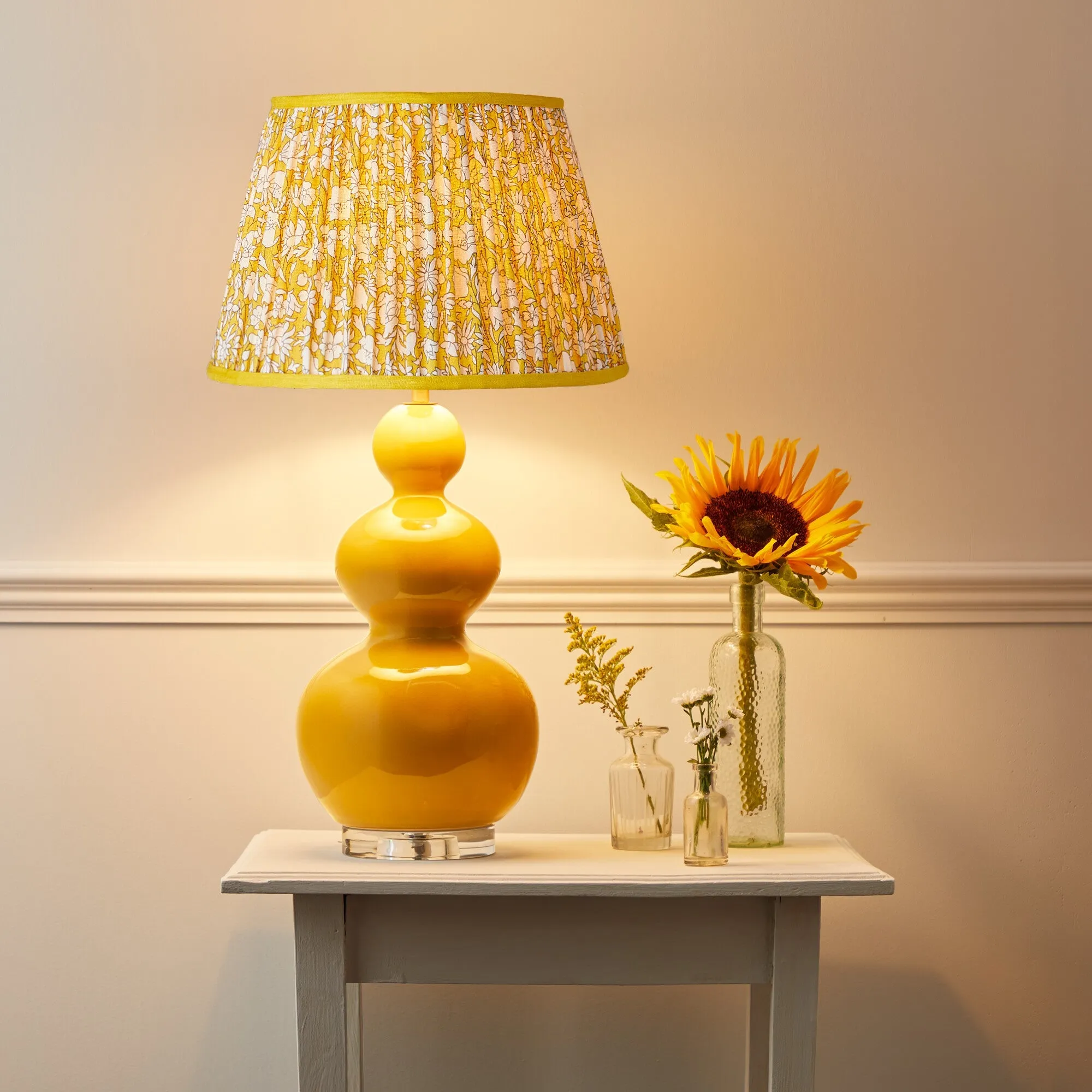 16cm empire shade in Liberty's 'Poppy Meadow' in mustard