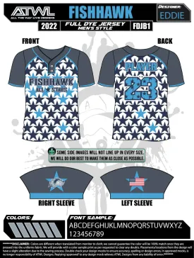 2022 Fishhawk Grey All Stars Mens 2 Button Full dye Replica Jersey