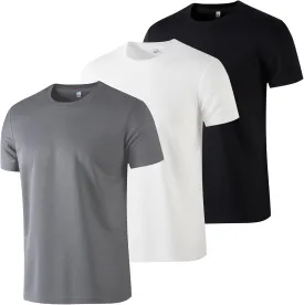 3 Pack Mens T Shirts,T Shirts for Men Pack with 1 Black &1 White,Soft Breathable Short Sleeve Tees for Gym