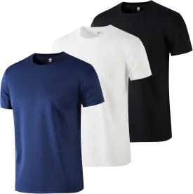 3 Pack Mens T Shirts,T Shirts for Men Pack with 1 Black &1 White,Soft Breathable Short Sleeve Tees for Gym