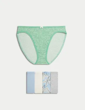 5pk Cotton Lycra™ High Leg Knickers