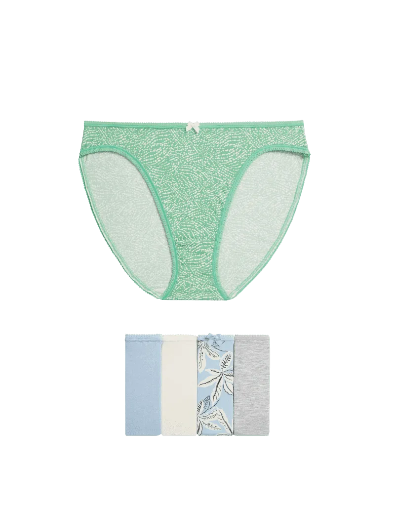 5pk Cotton Lycra™ High Leg Knickers