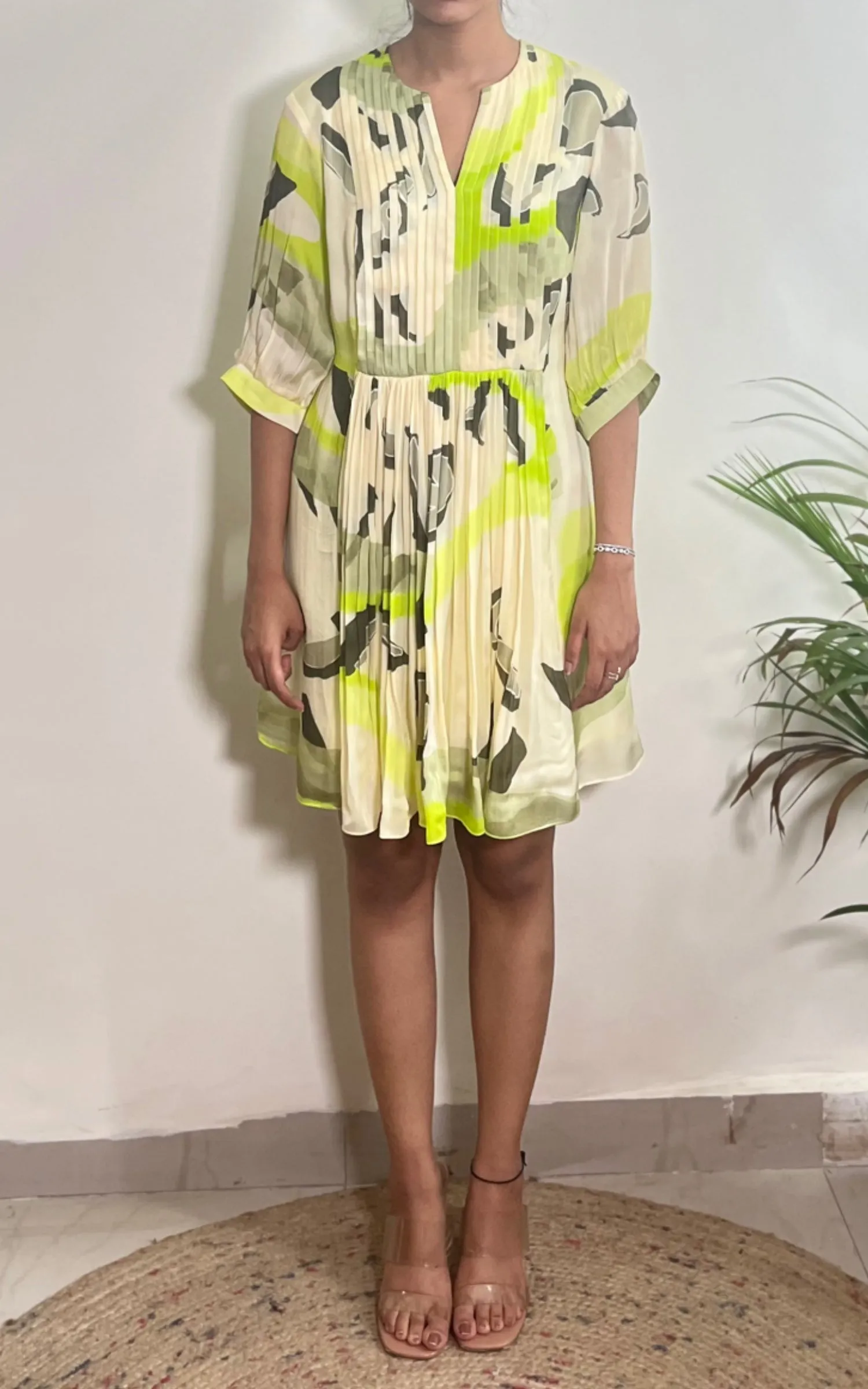 Abstract Printed Multicolored Short Dress