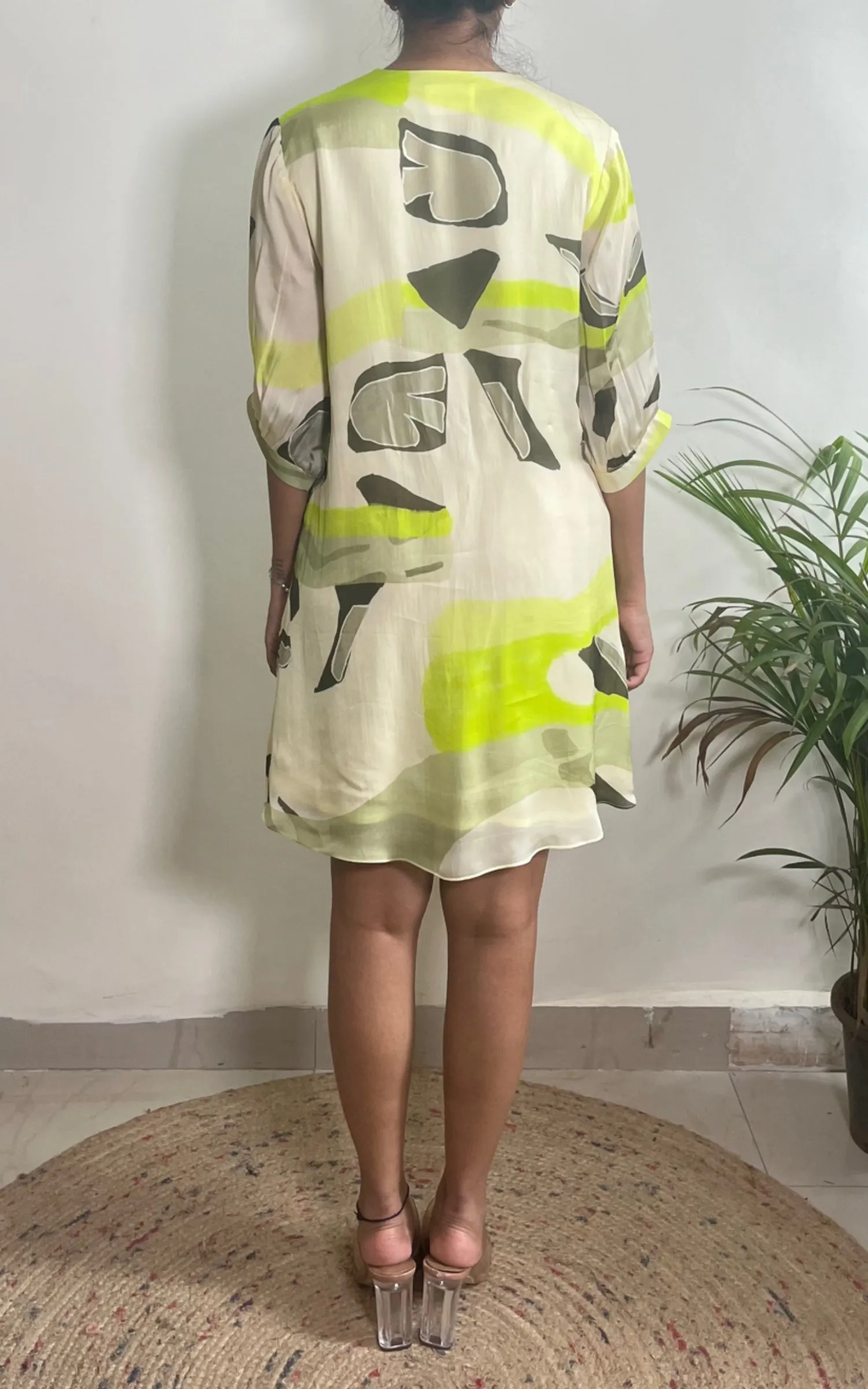 Abstract Printed Multicolored Short Dress