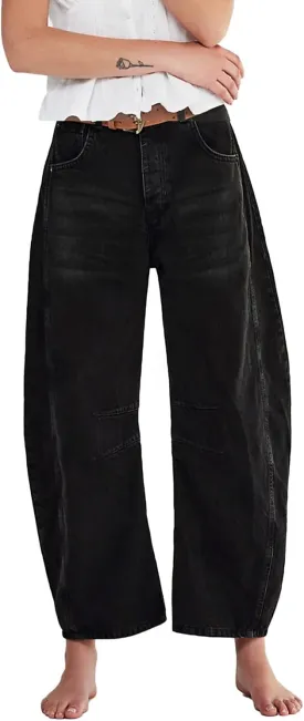 Allimy Womens Jeans Mid Rise Barrel Leg Vintage Jeans for Women Trendy 2025 Denim Pants Non Stretch