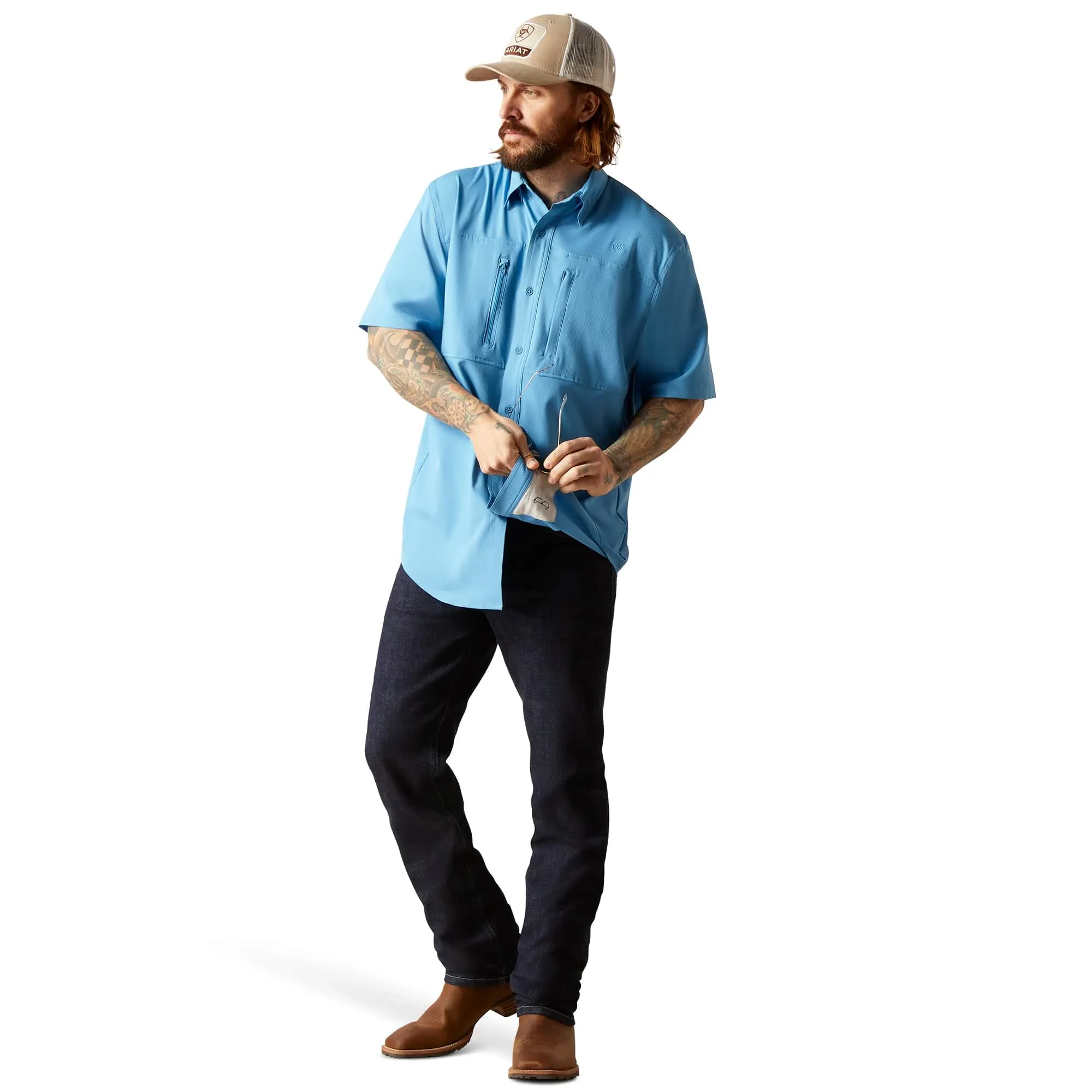 Ariat Men's VentTEK Blue Classic Fit Short Sleeve Shirt 10044933