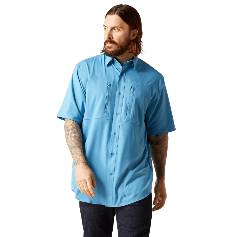 Ariat Men's VentTEK Blue Classic Fit Short Sleeve Shirt 10044933