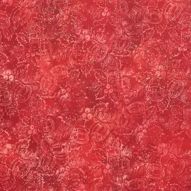 Artisan Batiks - Joyful Holidays Bells Crimson Metallic Yardage