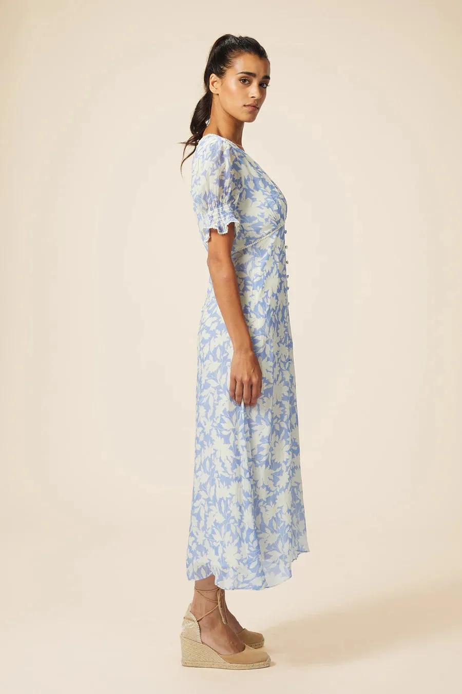 ASPIGA SALLY ANNE TEA DRESS CORNFLOWER/CREAM