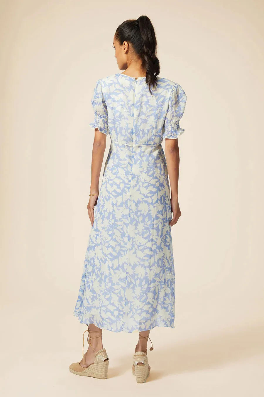 ASPIGA SALLY ANNE TEA DRESS CORNFLOWER/CREAM