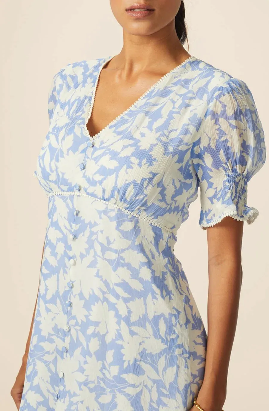 ASPIGA SALLY ANNE TEA DRESS CORNFLOWER/CREAM
