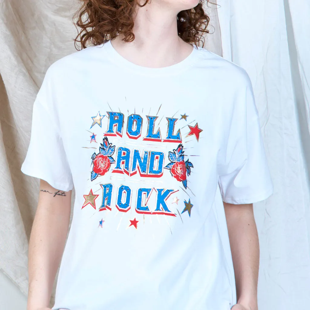Basic t-shirt with print " ROCK AND ROLL" wholesale