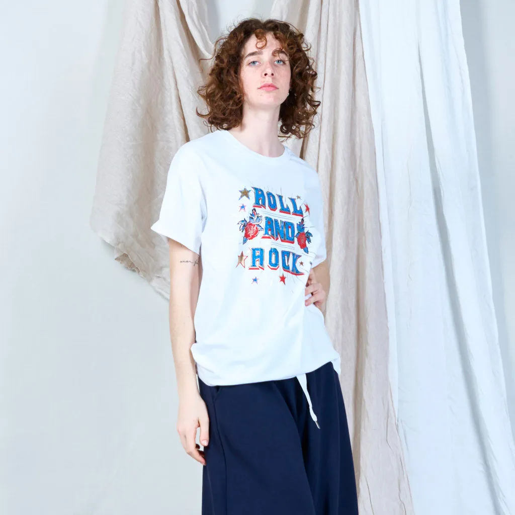 Basic t-shirt with print " ROCK AND ROLL" wholesale