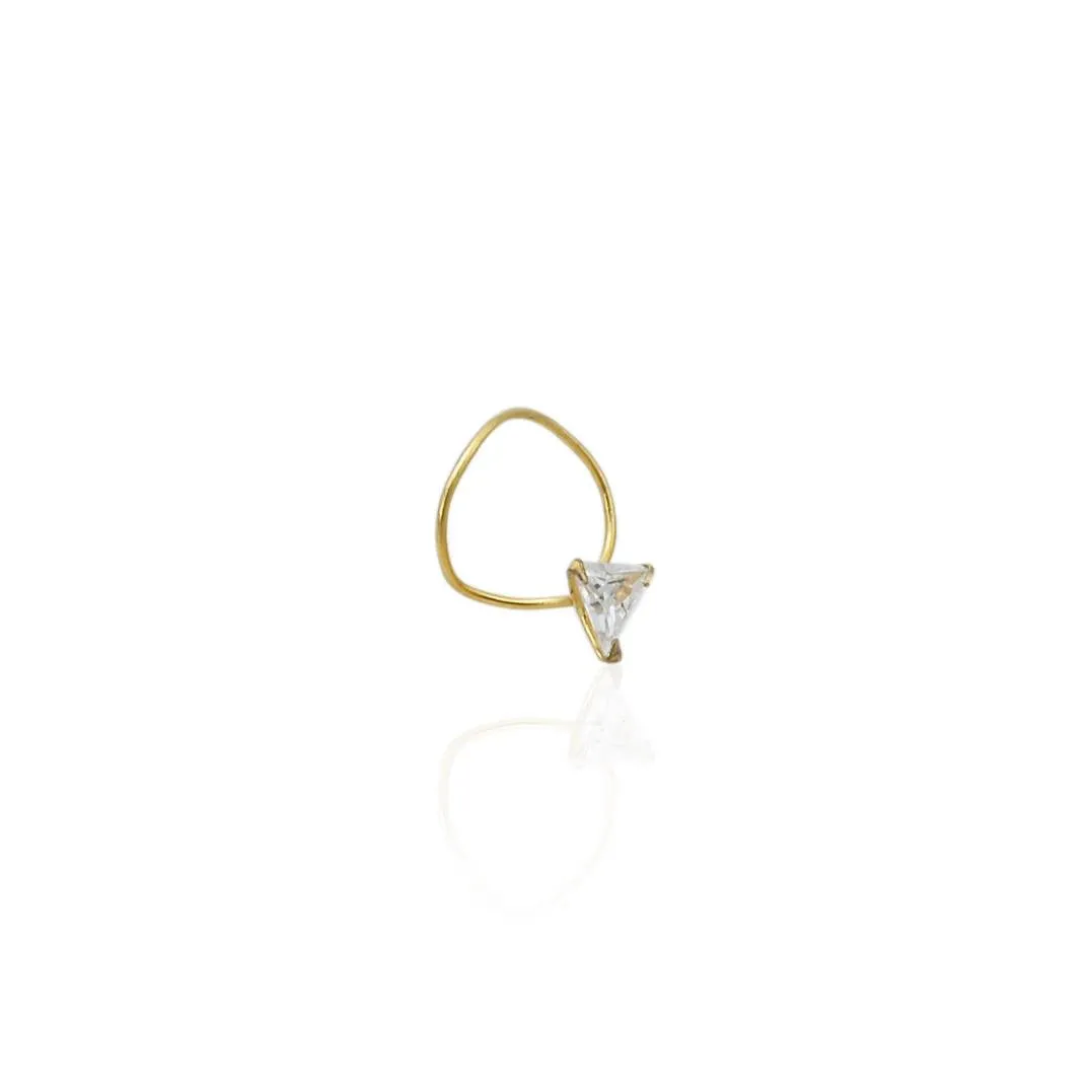 Beautiful Gold White Gem Triangular Nosepin