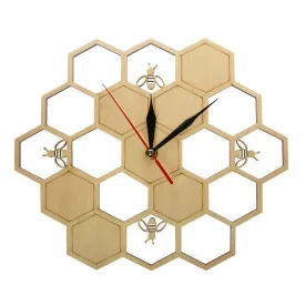 Bee Wall Clocks-3 styles, Bee and Honeycomb Natural Wood Wall Clocks