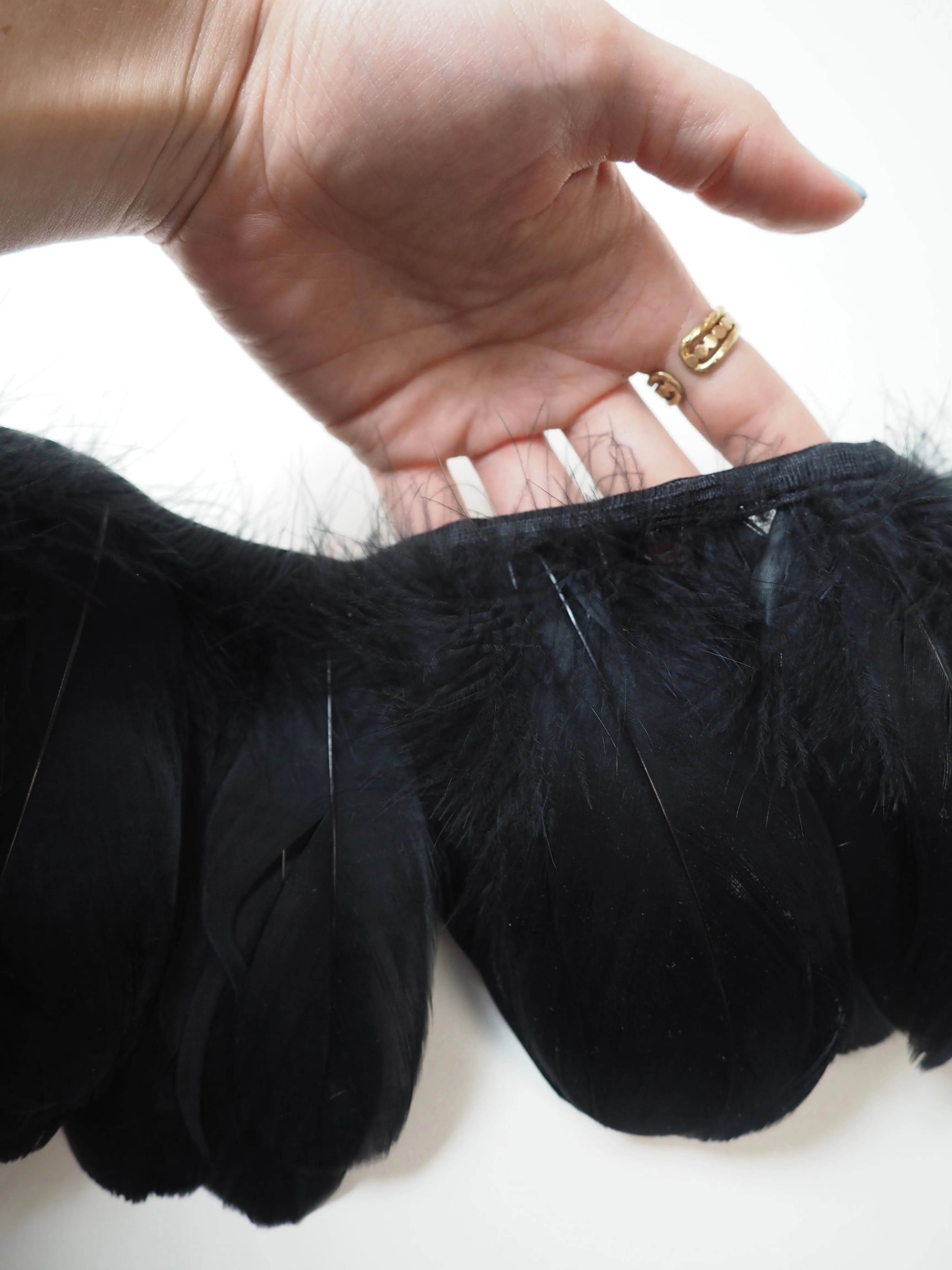 Black Goose Feather Fringing