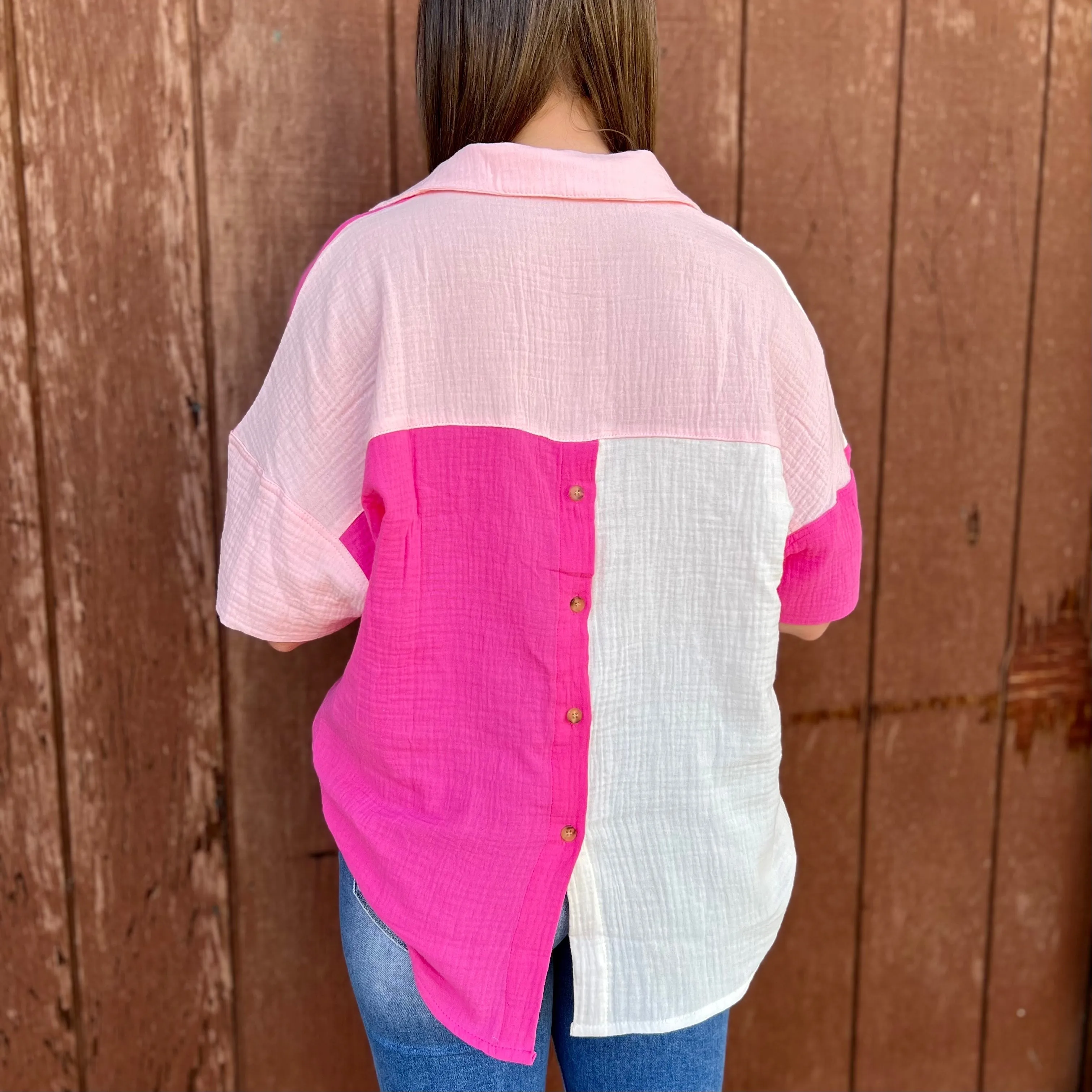 Blocked In Pink Blouse*
