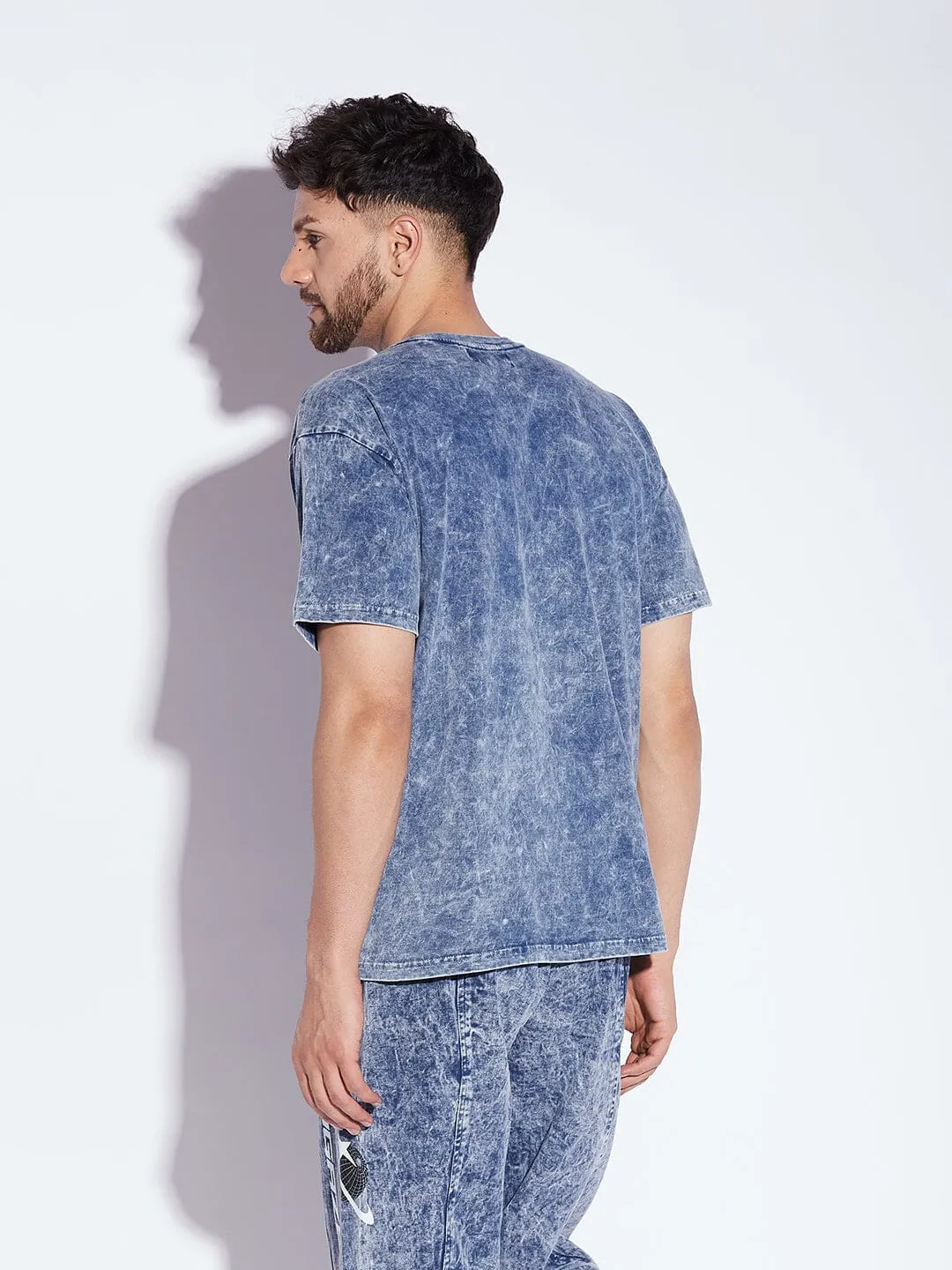 Blue Acid Wash Oversized Graphic Tshirt