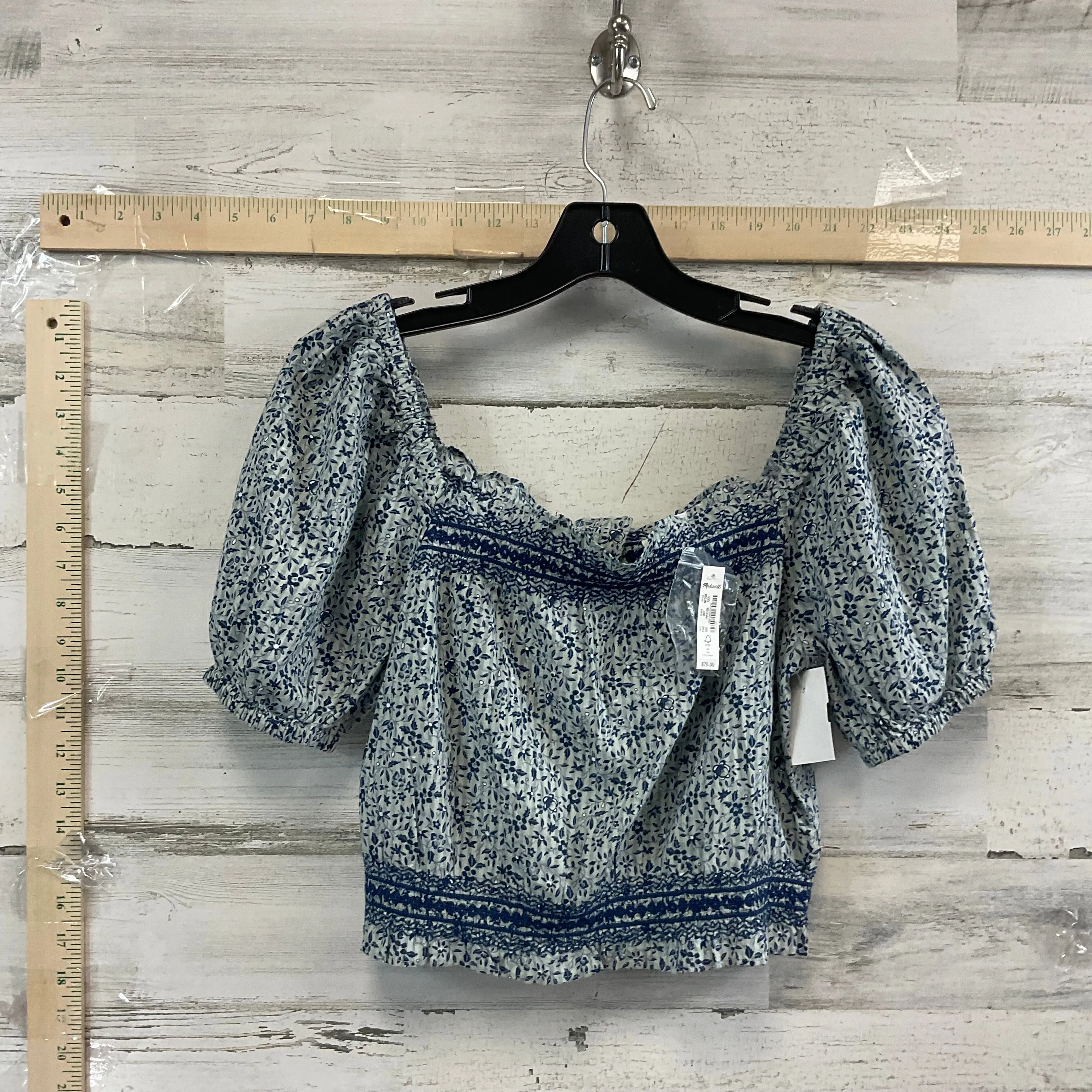 Blue & Grey Top Short Sleeve Madewell, Size Xxs