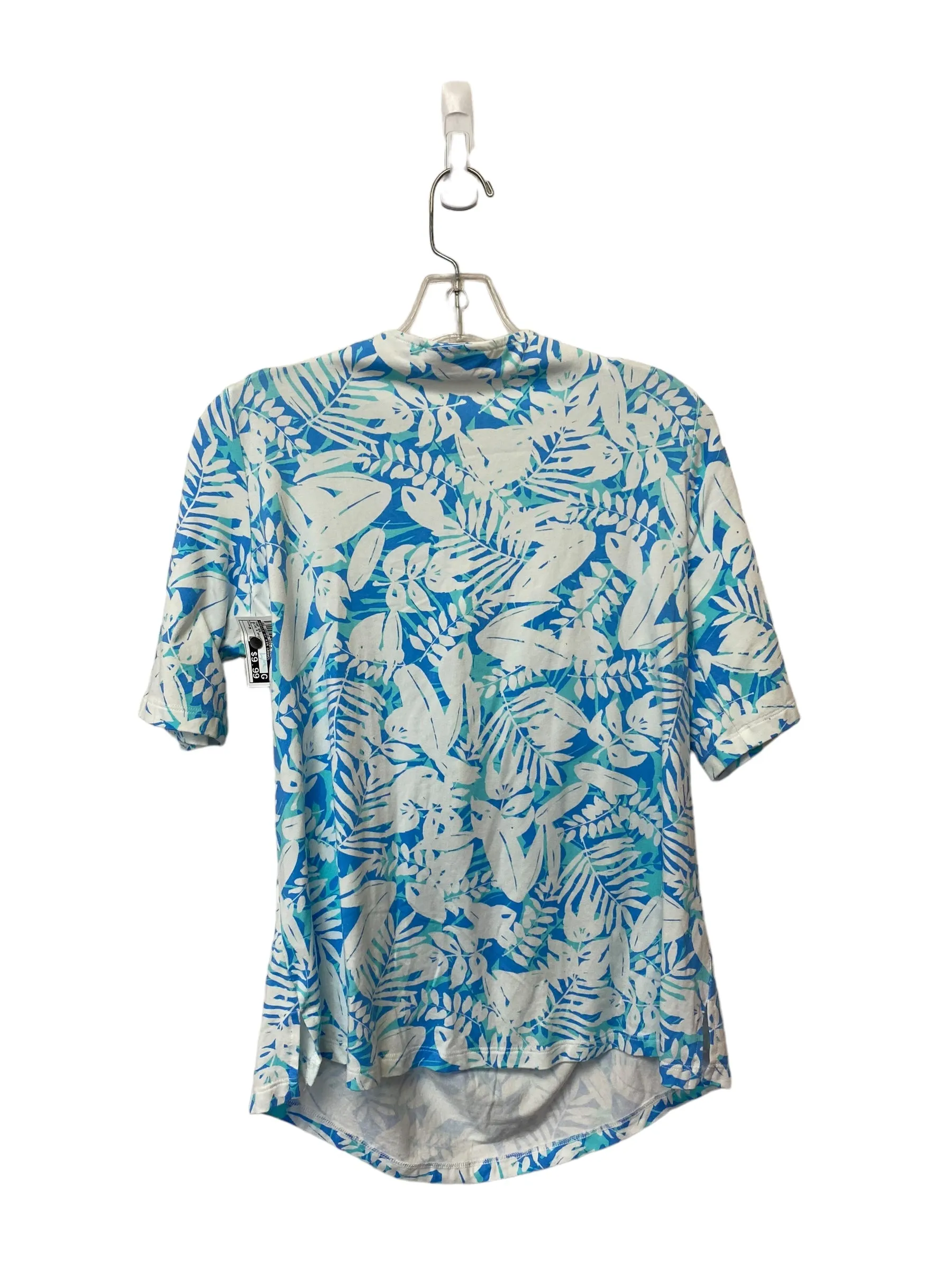Blue & White Top Short Sleeve Belle By Kim Gravel, Size M