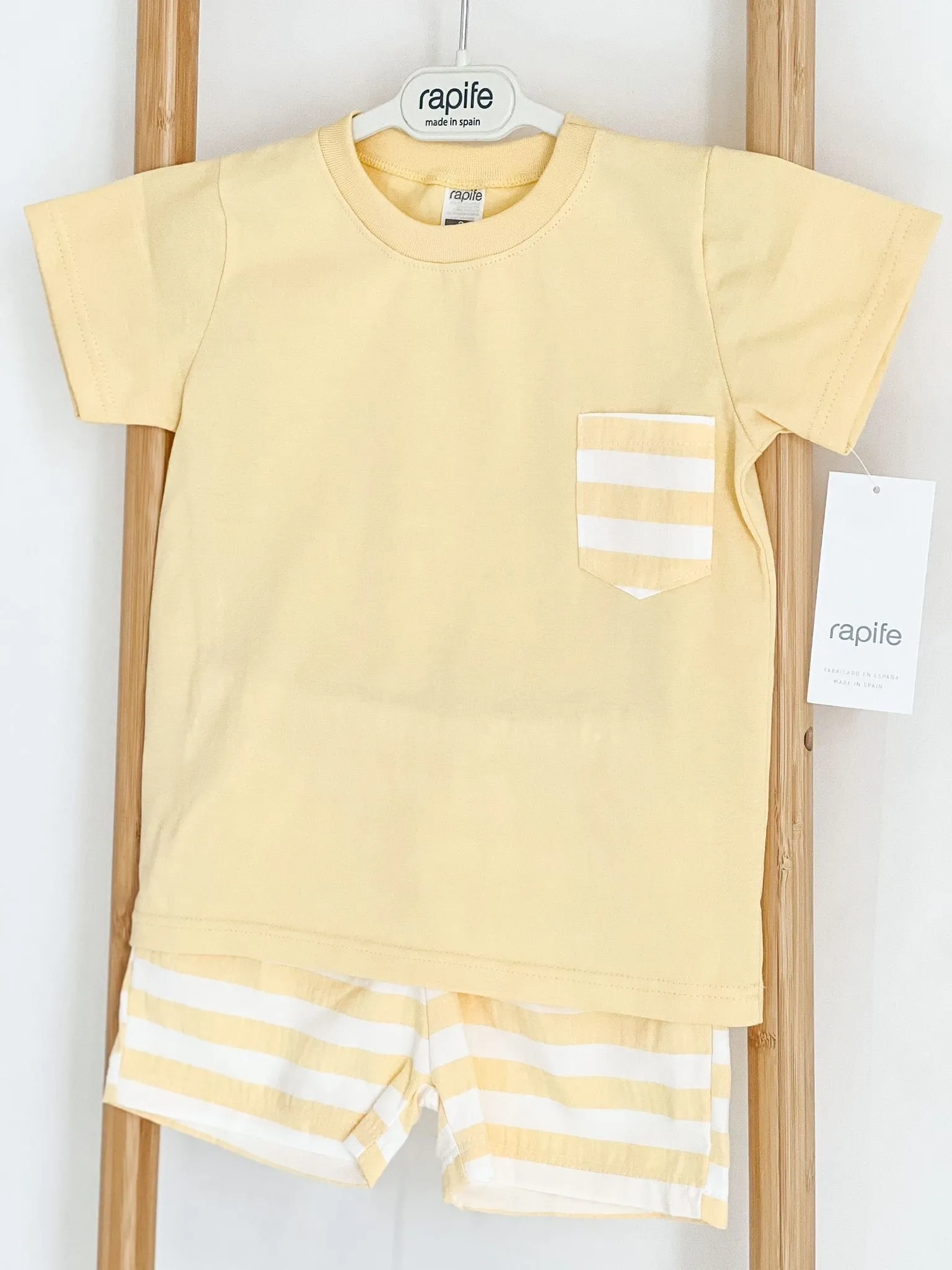 Boys Rapife Lemon Stripe Pocket Shirt and Short Set
