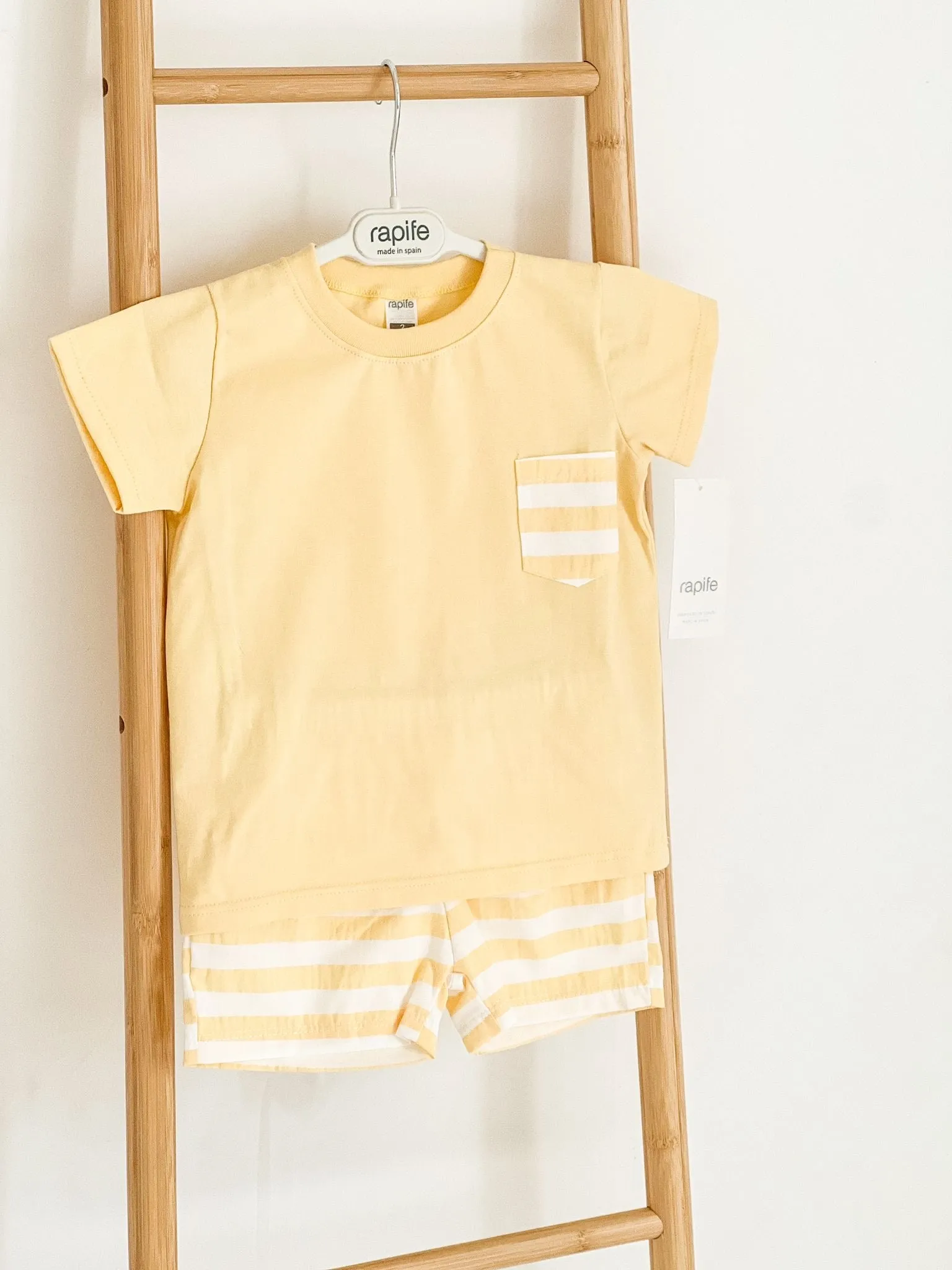Boys Rapife Lemon Stripe Pocket Shirt and Short Set