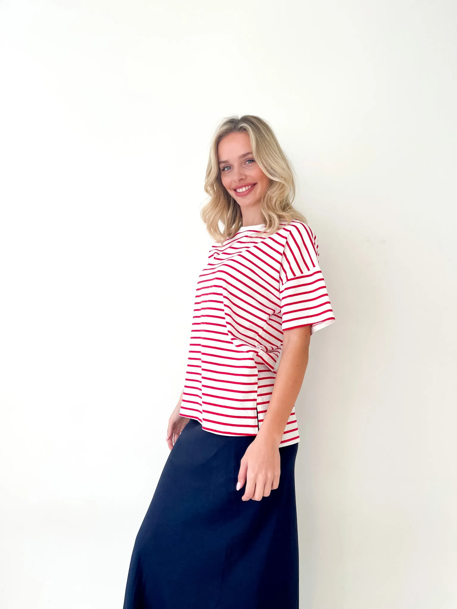 Breton Stripe Tee Red