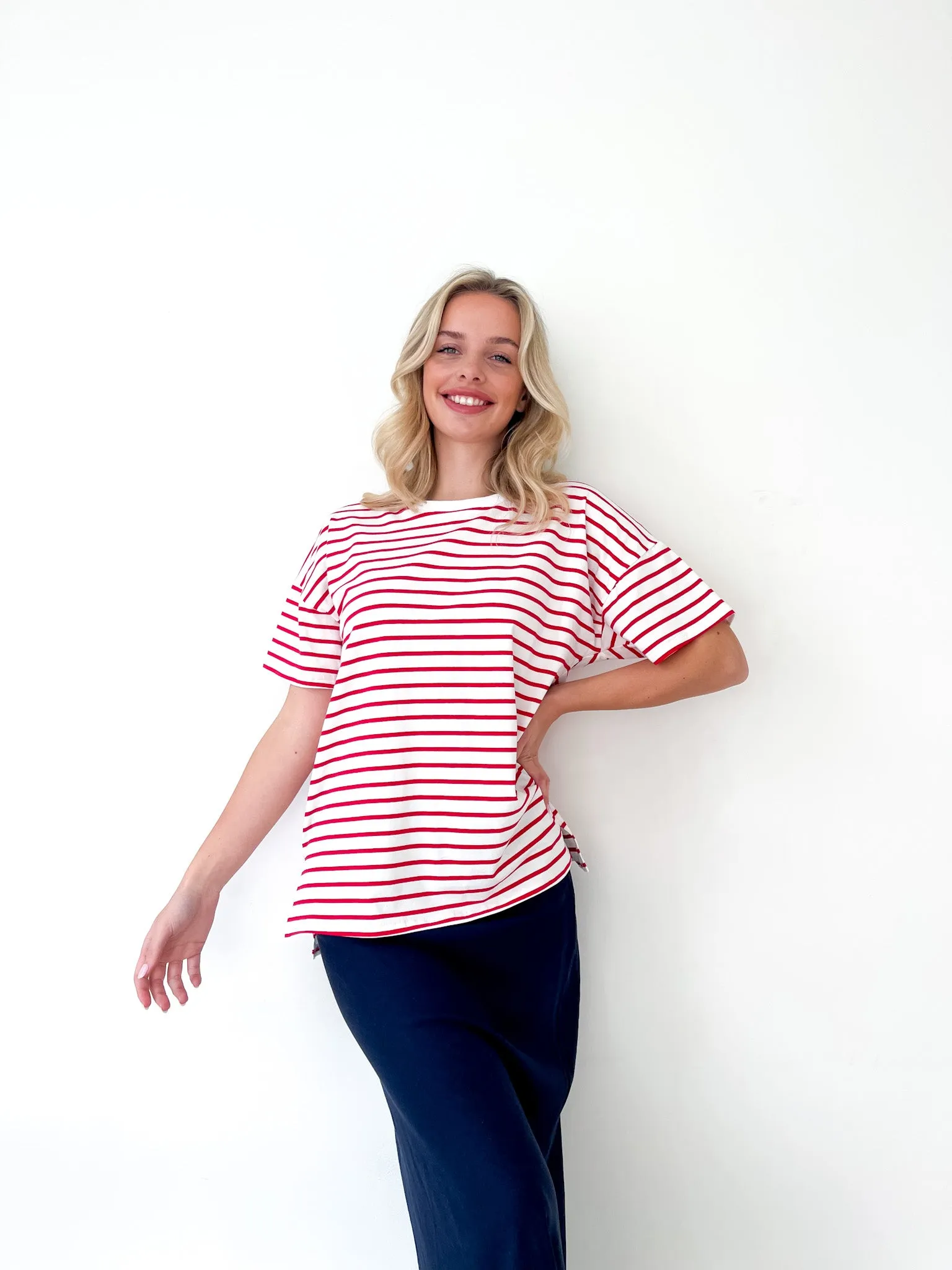 Breton Stripe Tee Red