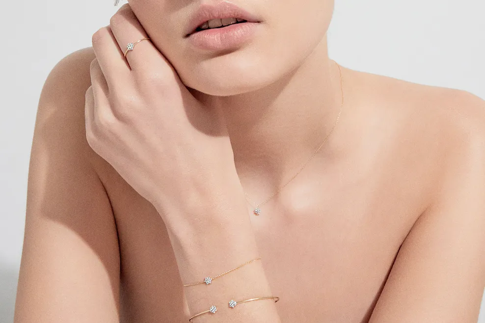 By Charlotte 14k Gold Crystal Lotus Flower Necklace