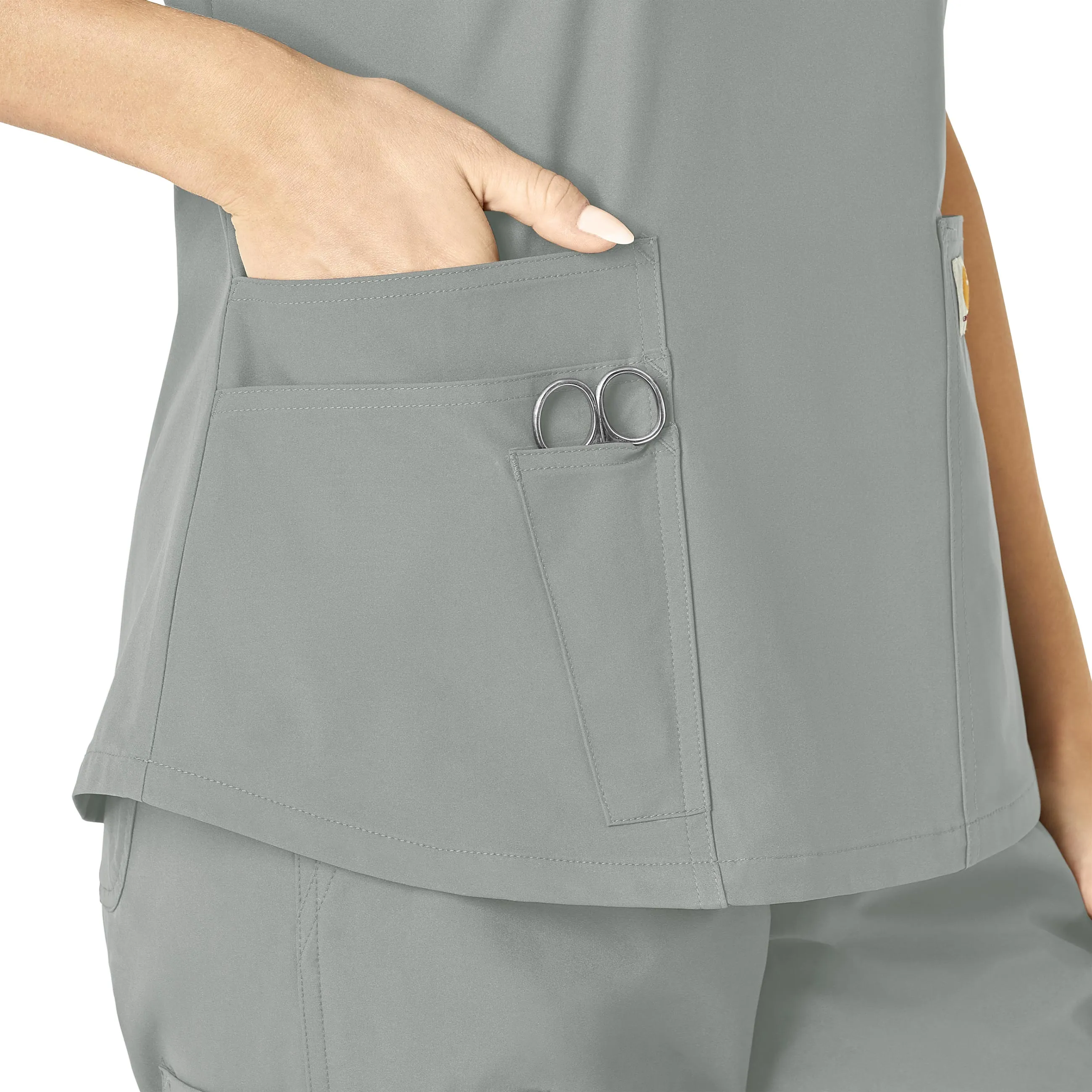 Carhartt Force Essentials Women's V-Neck Scrub Top - Grey