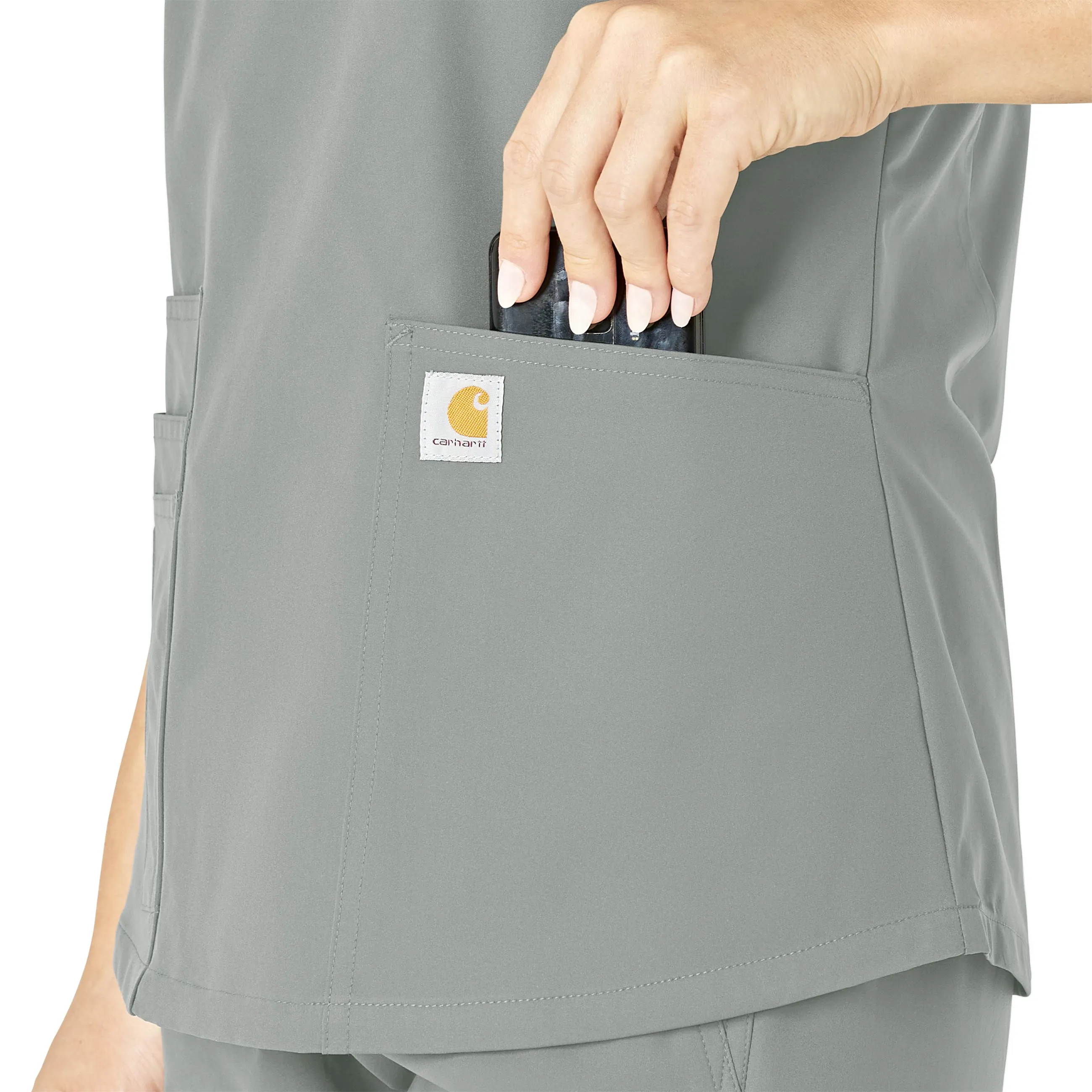 Carhartt Force Essentials Women's V-Neck Scrub Top - Grey