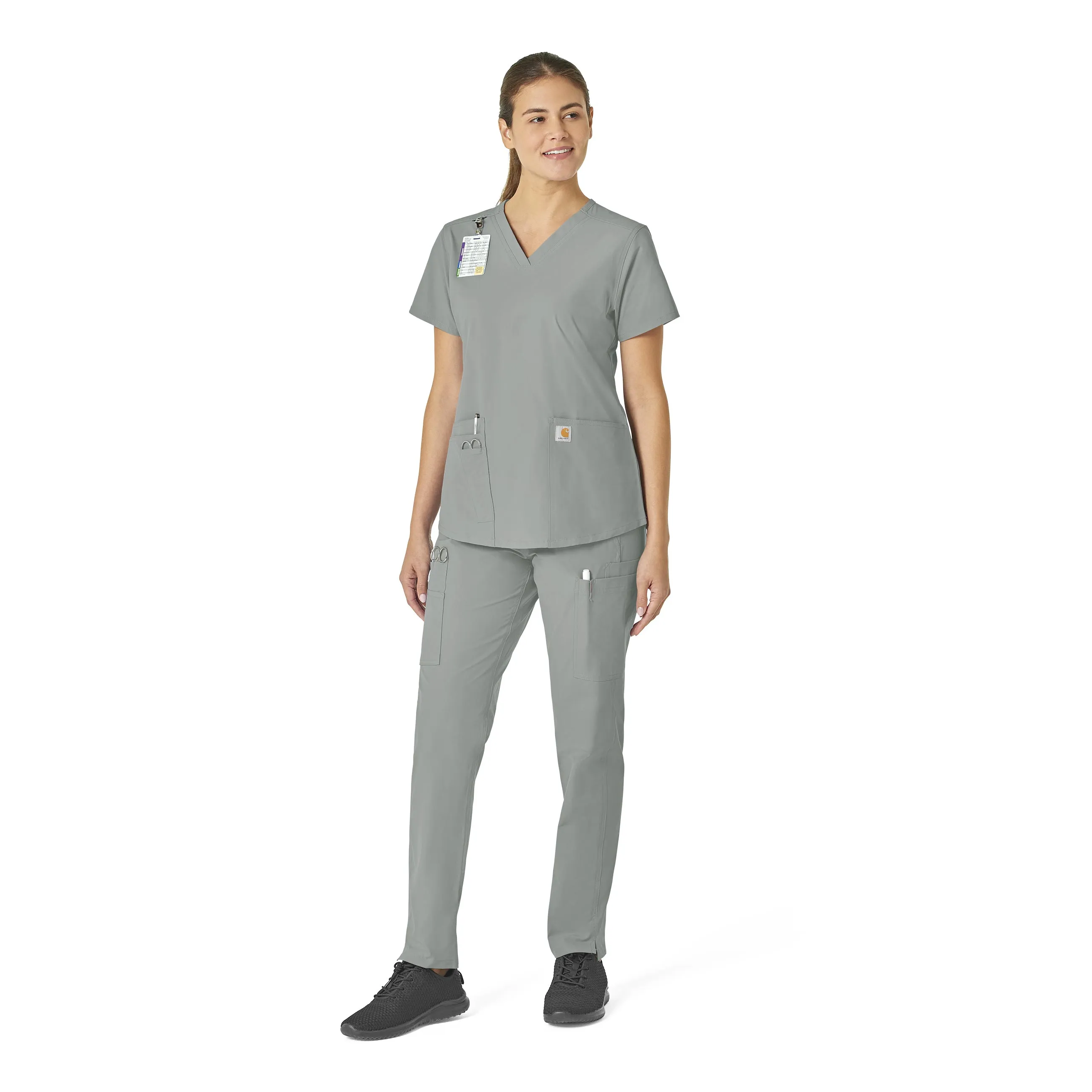 Carhartt Force Essentials Women's V-Neck Scrub Top - Grey
