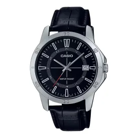 Casio Formal Black Dial Leather Strap Mens Watch | MTP-V004L-1CUDF