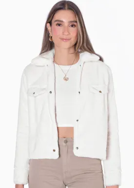 Chaqueta de botones con pelo sintético - OLIMPIA