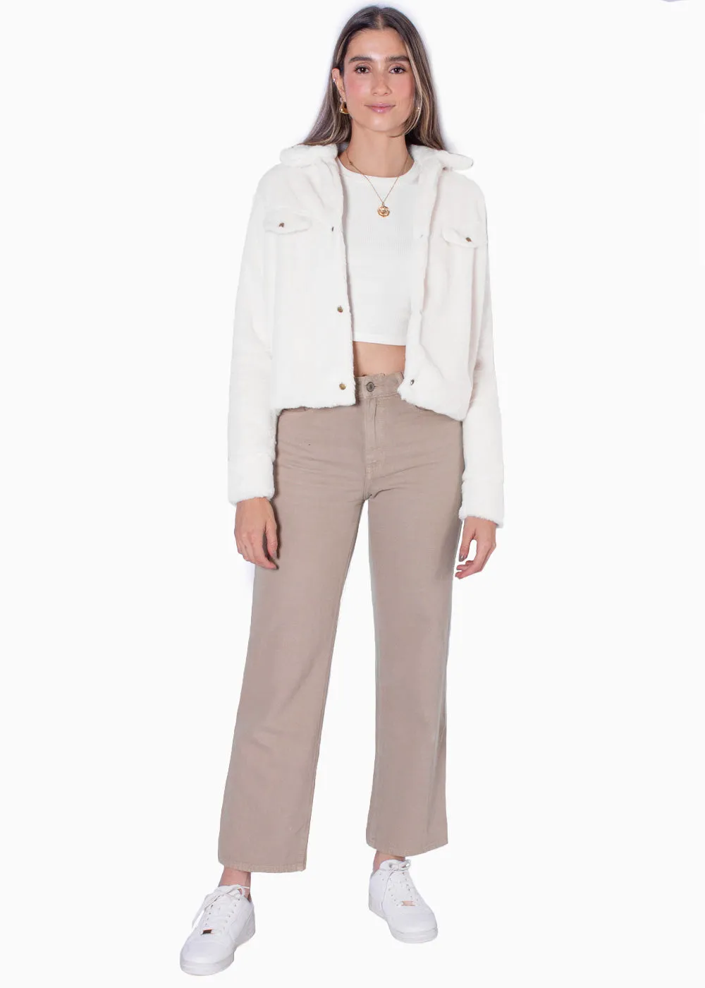 Chaqueta de botones con pelo sintético - OLIMPIA
