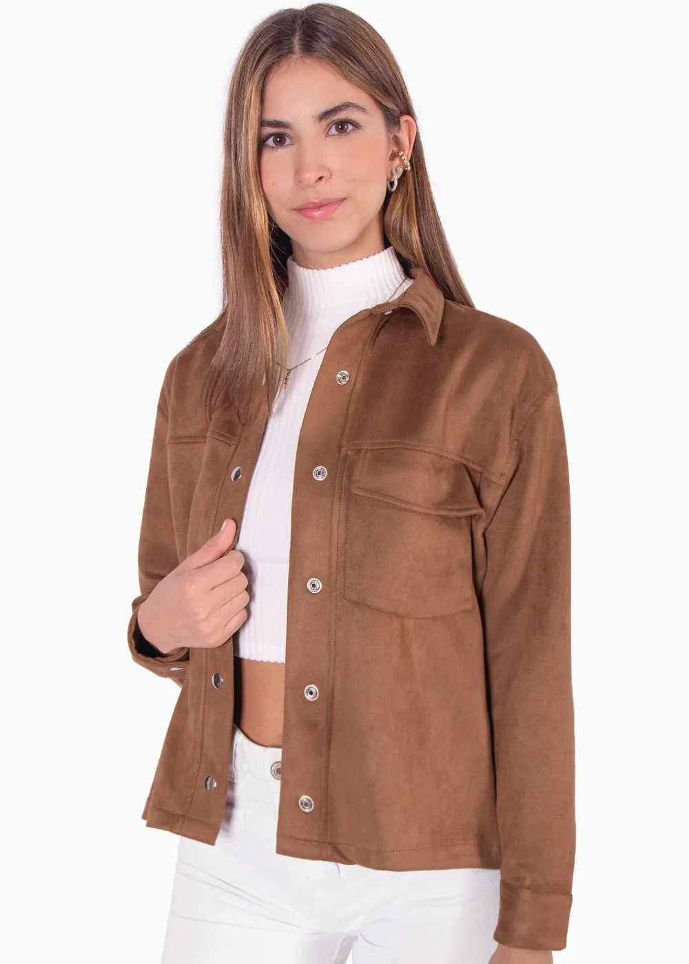 Chaqueta tipo gamuza con bolsillo y botones - MARICARMEN