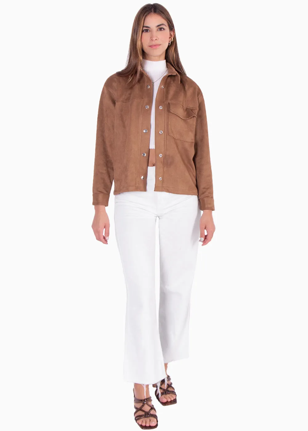 Chaqueta tipo gamuza con bolsillo y botones - MARICARMEN