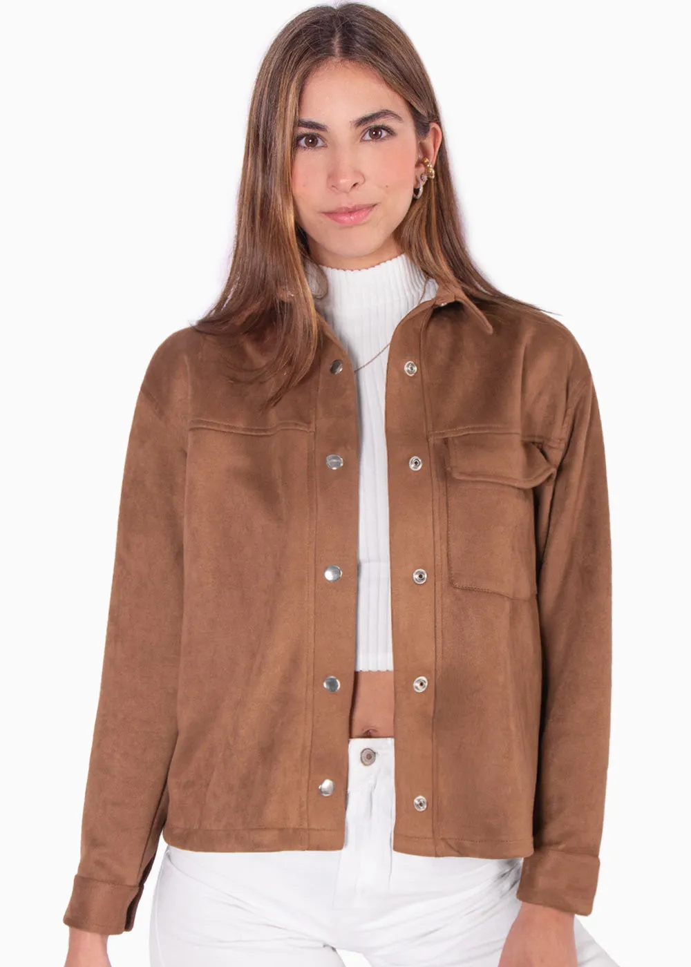 Chaqueta tipo gamuza con bolsillo y botones - MARICARMEN