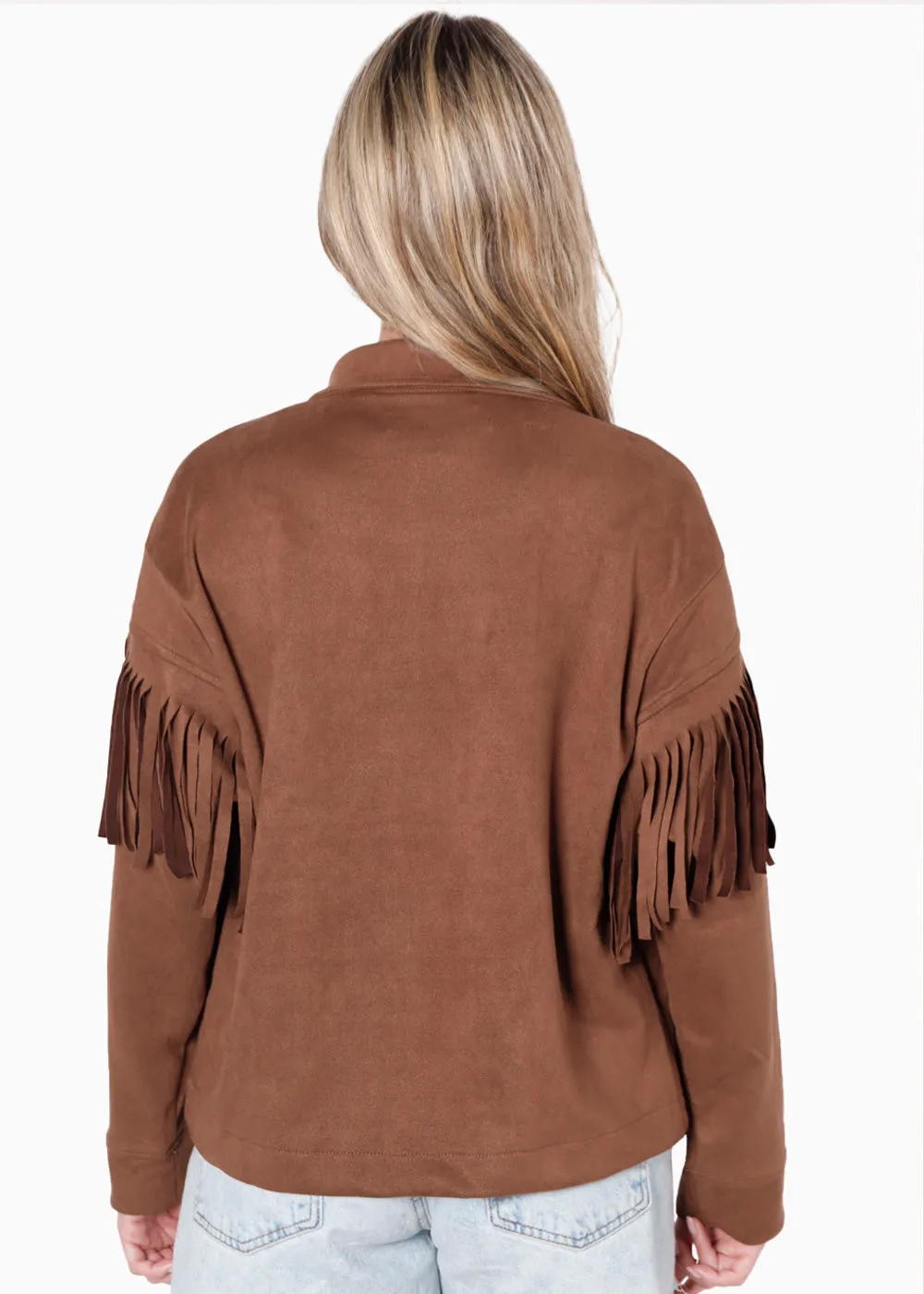Chaqueta tipo gamuza con flecos - ELOISE