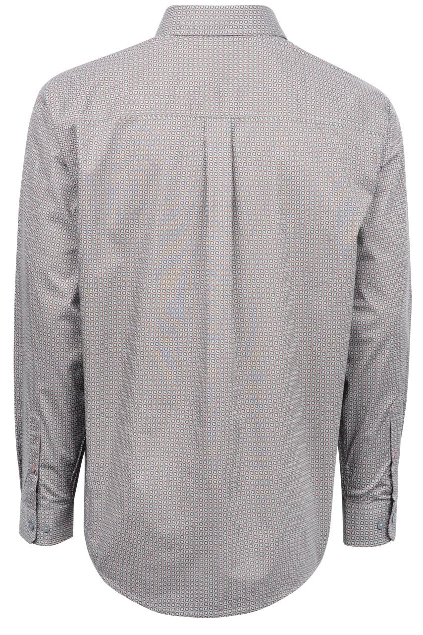 Cinch Grid Print Button-Front Shirt - Gray