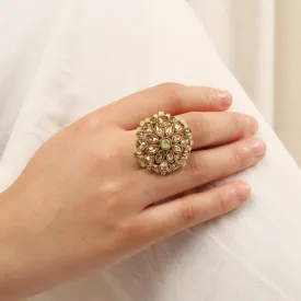 Classic Floral Oversized Ring in Mint