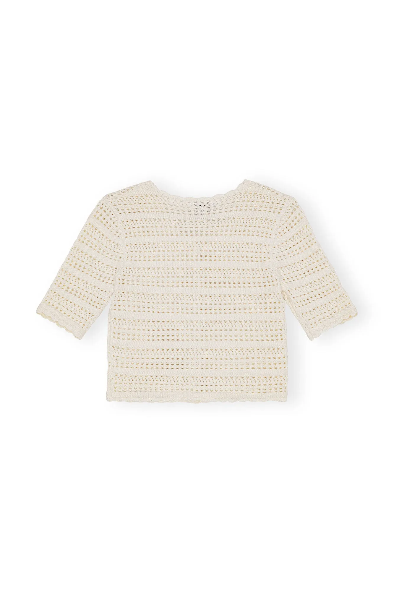 Cotton Pointelle Short Sleeve Cardigan