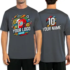 Custom Sport Performance T-Shirt, 100% Polyester, Moisture-Wicking, Personalized with Your Design, Printed in The USA