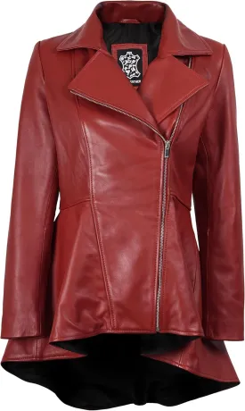 Decrum Leather Peplum Jackets for Women - Real Lambskin Peplum Leather Jacket Women