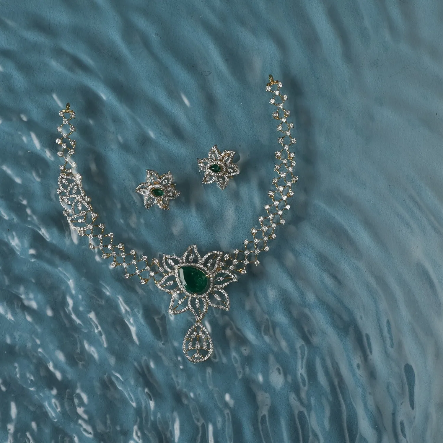 Ellie CZ Silver Necklace Set